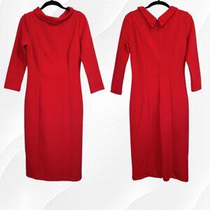 Hobbs London red Cordelia reverse-collar dress